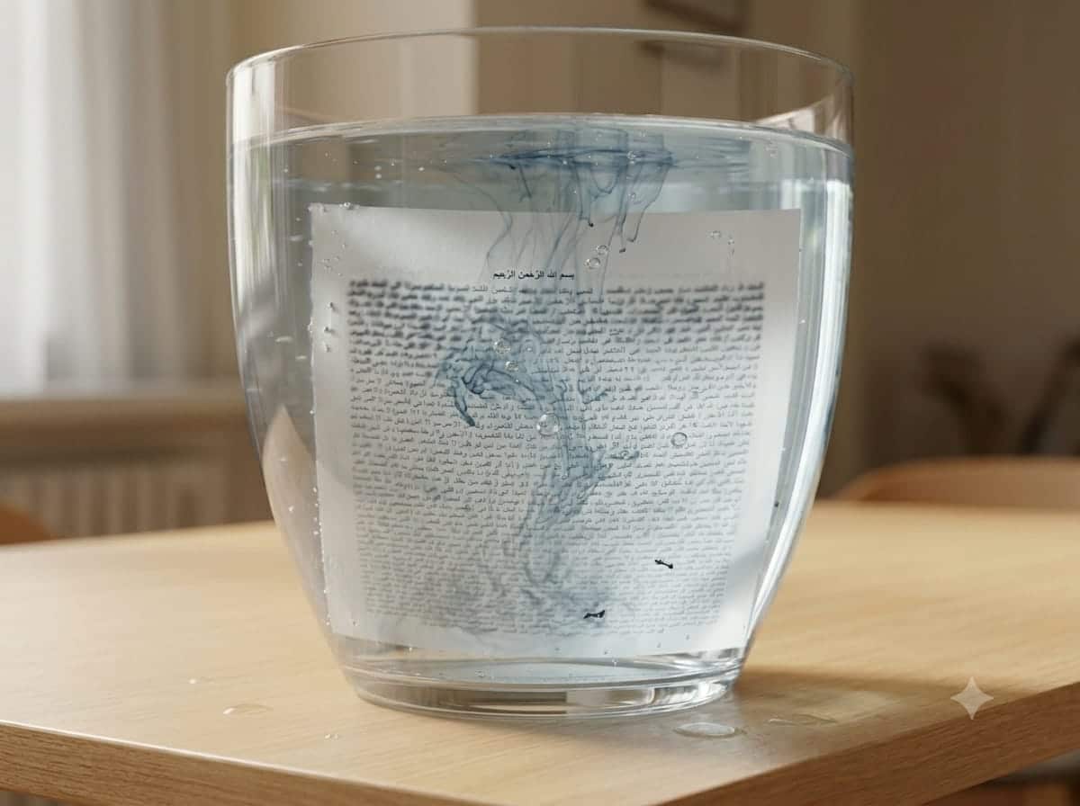 Feuille pour coraniser plongée dans l'eau - remèdes et roqya
