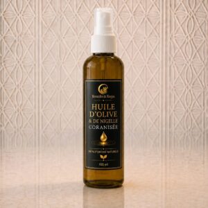 Huile d'olive et de nigelle coranisé etiquette - remedes et roqya